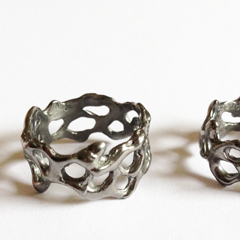 Bespoke Coral wedding Bands with black rhodium by Vicky Forrester